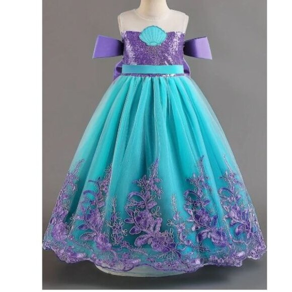 Princess Mermaid Sequin Princess Dress Girls Halloween Costume - Picture 1 of 7